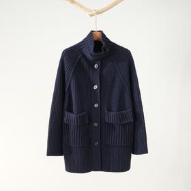 西子/悠然之谷100康赛妮A级纯山羊绒廓形厚织针织开衫/MSHJ0479