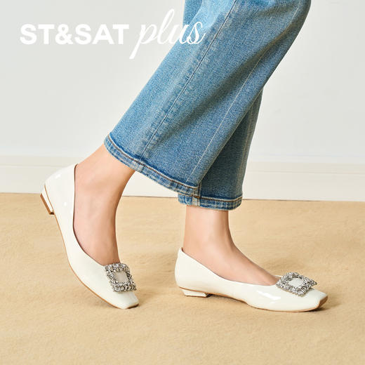 【小方镜系列】星期六26春新款优雅方头晶扣低跟单鞋SSE1111034 商品图5