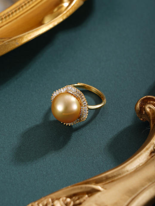 子佩集【四叶诗篇】银S925珍珠惜王妃戒指【HJYJZ013】13mm珠镀金四叶草金色珠2601 商品图7