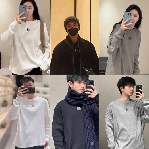 828-1  排他性独家圆正 lew 全明星爆款 宽松廓形 圆领长袖T恤 软糯亲肤针织棉 男女均可 商品图0