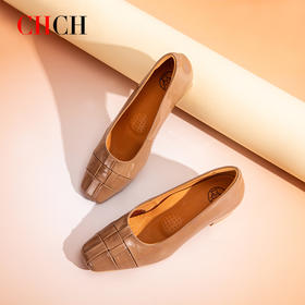 CHCH平衡鞋2025秋冬新款漆皮编织女式单鞋CP2B5081