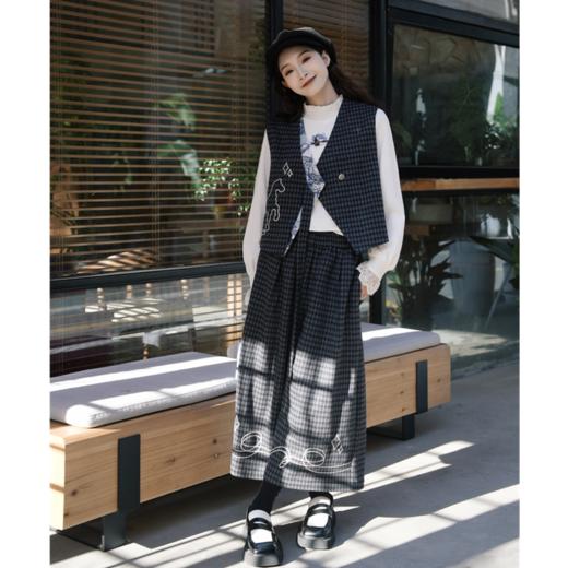 两三事梵高文艺学院星图2026春季新款绳绣格子马夹阔腿裤两件套女 商品图1