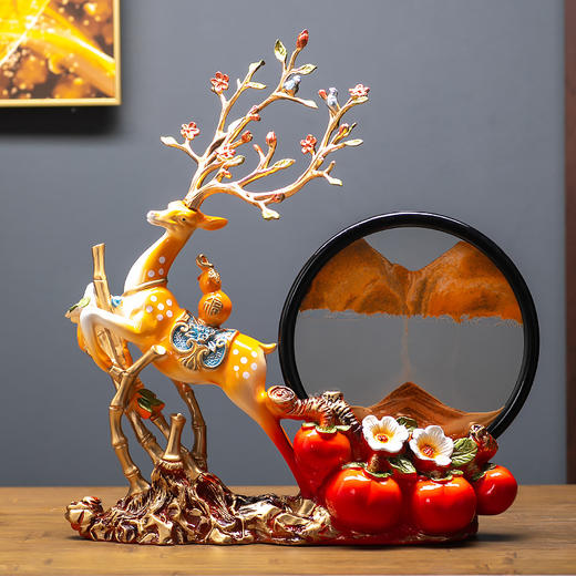 【轻奢百搭尽显气派❗️平安喜乐国风好礼】新中式创意流沙摆件酒柜玄关电视柜装饰品客厅招财桌面工艺品。jc 商品图1