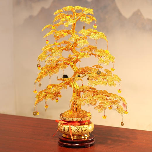 【正面招财进宝❗️反面金玉满堂】发财树纯手工编织摇钱树工艺品家居装饰乔迁新居开业礼物招财摆件。jc 商品图2