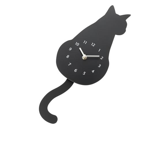 新款挂钟现代时尚挂墙简约卡通摆钟猫黑猫花猫时钟 商品图0