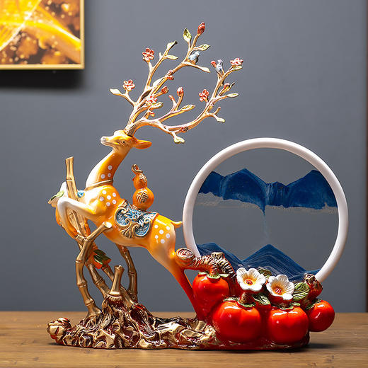 【轻奢百搭尽显气派❗️平安喜乐国风好礼】新中式创意流沙摆件酒柜玄关电视柜装饰品客厅招财桌面工艺品。jc 商品图0