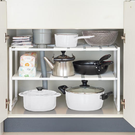 家用餐具置物架水槽下方可伸缩收纳架置物收纳架 商品图0