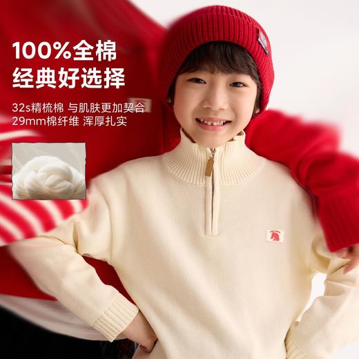 fx-【超级马力】咕噜日记儿童半拉链立领毛衣全棉冬季新年红色亲子款PDMY2523 商品图1