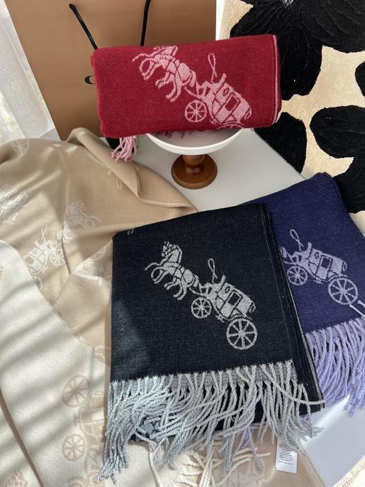 点此购买 蔻驰经典马车Logo双面双色围巾 ssy 339761 商品图2