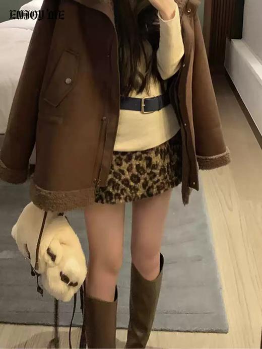 【门店同款】ENJOY冬季“游牧漫寻”复古豹纹短半裙 169095181 商品图2