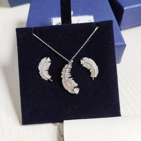 F011380情人节礼物仙气十足羽毛项链+耳钉套装