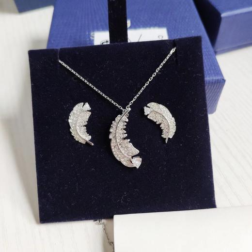 F011380情人节礼物仙气十足羽毛项链+耳钉套装 商品图0