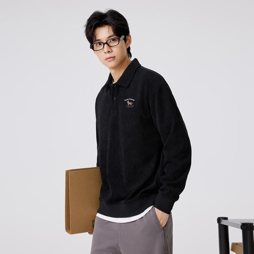 gxgjeans 男装25秋款男士长袖POLO衫个性绣花柔软亲肤透气日常百搭打底衫K&C 商品图2