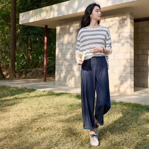 【莱赛尔】三彩2026春季新款休闲裤高腰宽松九分裤复古S 商品图2