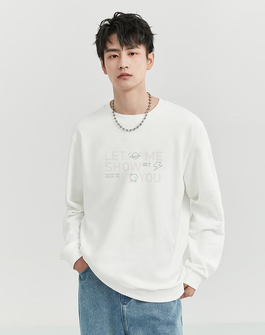 gxgjeans 男装【柔软亲肤】男士圆领卫衣2025秋款时尚百搭个性印花套头卫衣K&C 商品图6