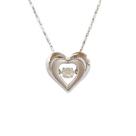 周大福AU750白金镶天然经典简约心型0.152克拉钻石吊坠项链13.1*12.5*4.7MM（皆取最大值）链长：48CM（长度可调节）251225TJ07