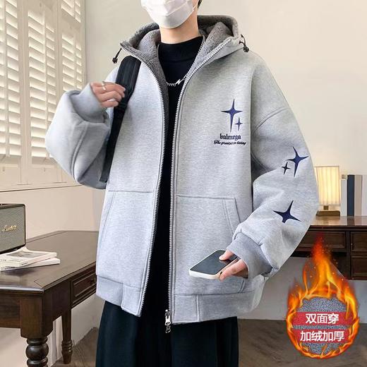 F011387双面穿加绒加厚连帽棉衣棉服男女同款外套 商品图2