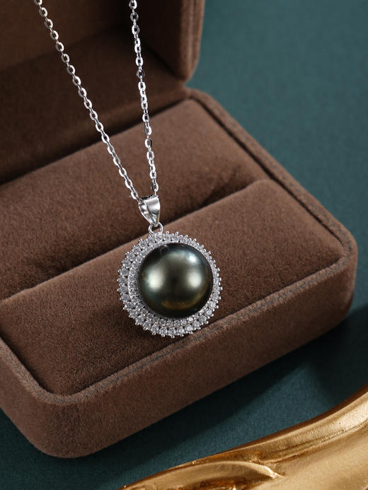 子佩集【玄华凝香】银S925珍珠惜王妃套链【HJYDZ009】12mm珠圆环黑珠2601 商品图2