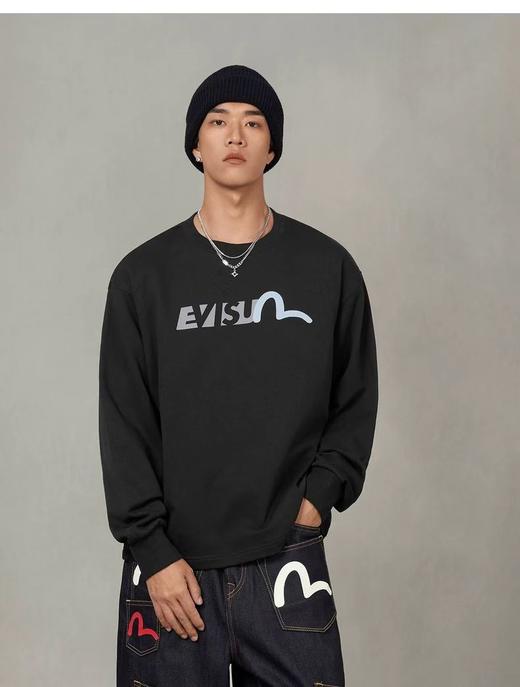 F011307秋冬情侣款商标海鸥印花银狐绒圆领套头卫衣 商品图3