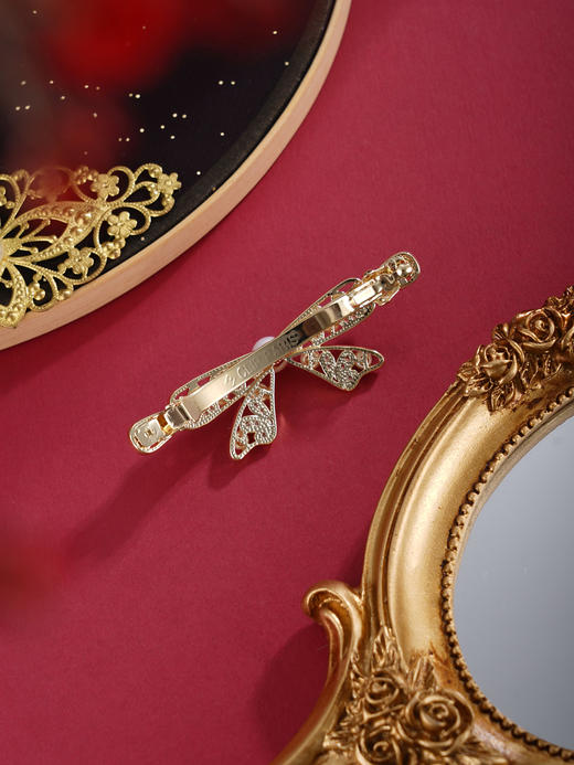 子佩集【沧海之蝶】珍珠惜王妃发夹【HBFJ029】7mm大珠镀金蝴蝶结2601 商品图2