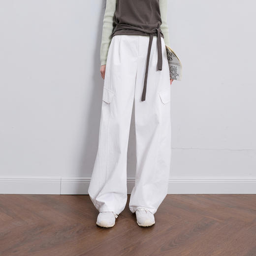 【100棉】三彩2026春季新款休闲裤长裤弯刀裤宽松轻工装气球裤M 商品图1