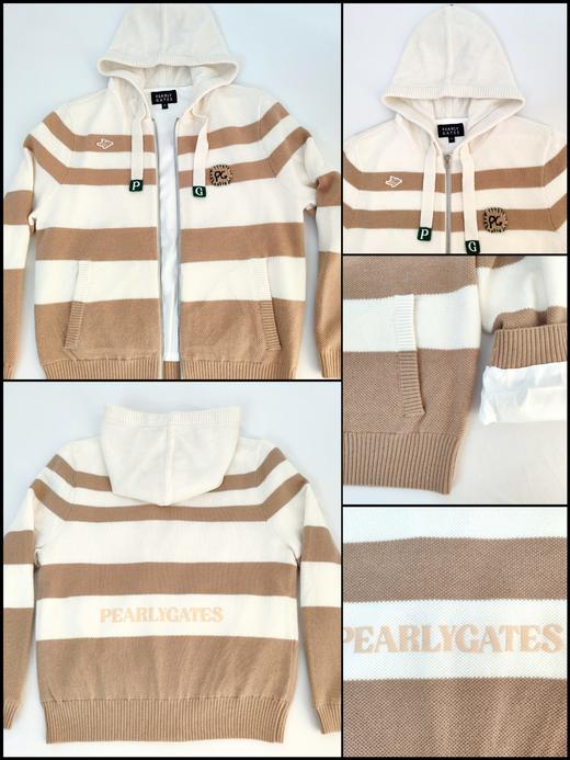 PG家早春新款女士条纹绵羊毛混纺针织外套来啦！韩版原单❗️客供纱线🧶，舒适与温暖同行！！采用宽间距+不同宽窄横向间色！避免了通身条纹的膨胀感！ 商品图7