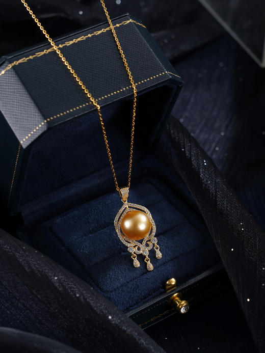 子佩集【霁光女王】银S925珍珠惜王妃套链【HJYDZ003】12mm珠镀金流苏水滴金色珠2601 商品图8