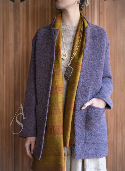 Jai 紫式部/朽叶落/红枫色羊驼毛针织邮递员外套 商品图5