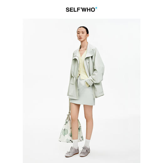 SELFWHO莫代尔绵羊毛混纺经典包臀A字短裙女2026春新款气质半身裙 商品图3
