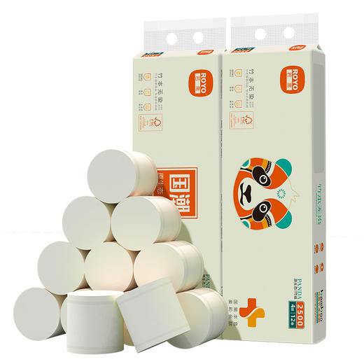 若禺无芯卷纸国潮竹本系列4层加厚2500克/卷原生竹浆圆卷1件12卷/提到手6提RJ1503 商品图7