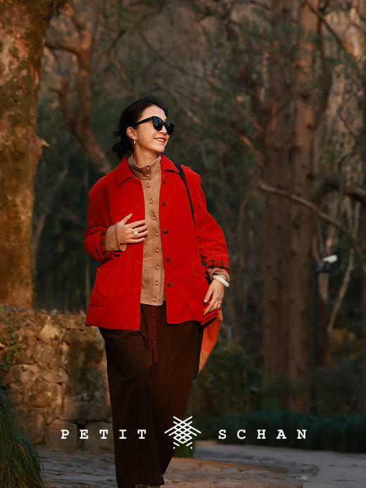 Petit Schan小闪 CLO#1027 Feel an instant connection 一见如故 棉混纺平绒皱感抽绳松紧腰萝卜裤 商品图4