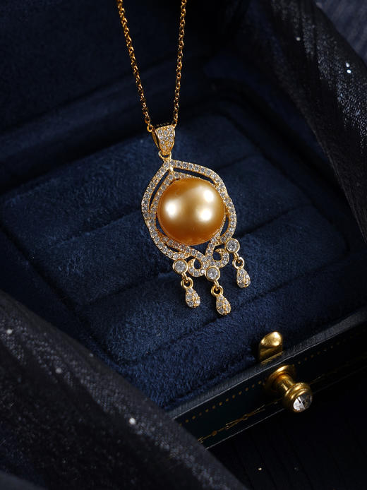 子佩集【霁光女王】银S925珍珠惜王妃套链【HJYDZ003】12mm珠镀金流苏水滴金色珠2601 商品图9