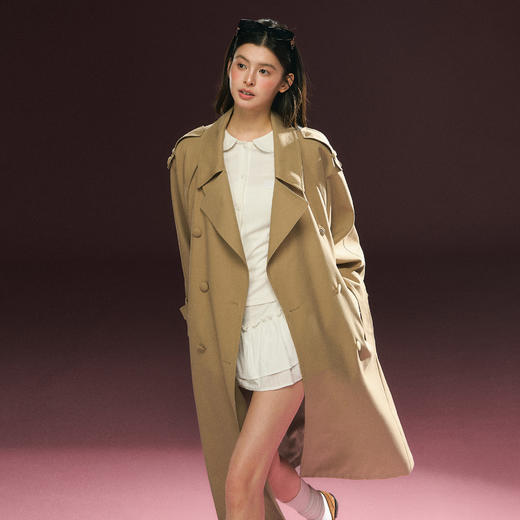 Ariseism 美式复古高级感修身中长款风衣外套女冬季新款上衣 商品图1