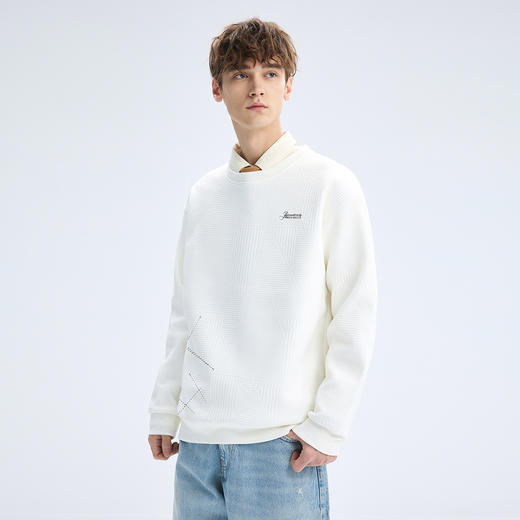 gxgjeans 男装【肌理感面料】男士圆领卫衣25秋款简约舒适百搭青少年打底衫K&C 商品图2