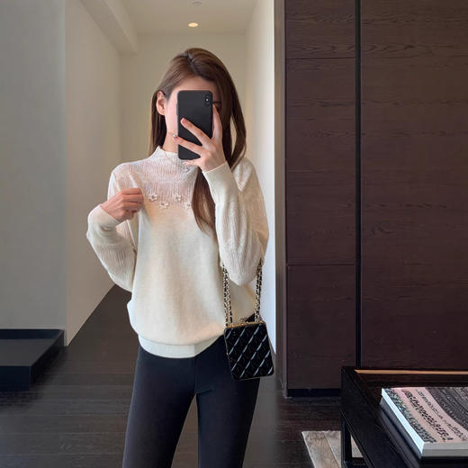 少女感！温柔甜美时髦针织小衫！2026显瘦半高领上衣女款！ 商品图1