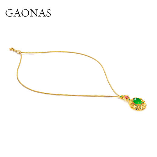 GAONAS  法式中国风贵气老钱金色项链11697DG 商品图1