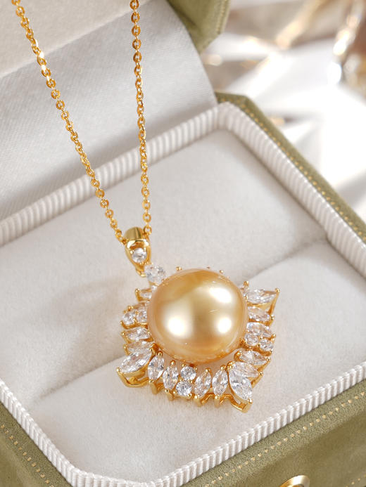 子佩集【盈盈圆满】银S925珍珠惜王妃套链【HJYDZ004】13mm珠镀金四芒星金色珠2601 商品图9