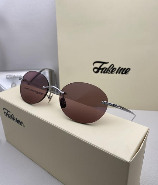 超轻纯钛无框复古圆形时尚太阳镜 光学眼镜 商品图5