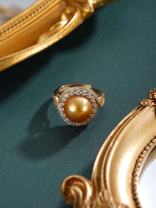 子佩集【守候之约】银S925珍珠惜王妃戒指【HJYJZ014】11mm珠镀金缠绕金色珠2601 商品图3