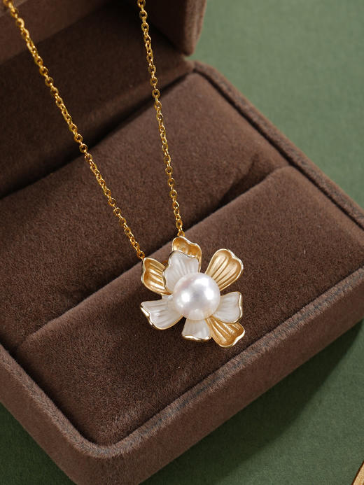 子佩集【花缘灿梦】银S925珍珠惜王妃套链【XXDZ052】7mm珠镀金三瓣花双色2601 商品图9