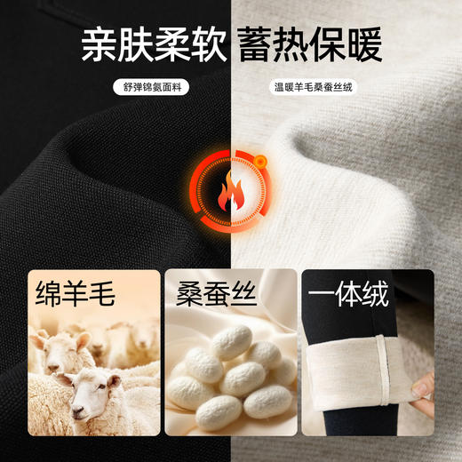 【羊毛蚕丝绒-打底裤】逸阳冬款弹力保暖显瘦修身百搭小黑裤子1800 商品图2