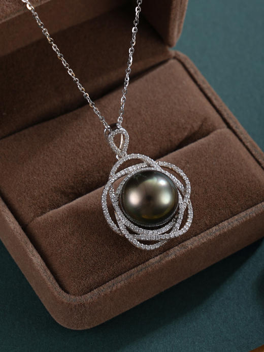 子佩集【圆满爱恋】银S925珍珠惜王妃套链【HJYDZ006】13mm珠黑珠花绕2601 商品图9