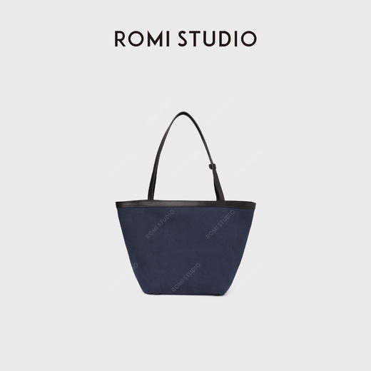 ROMI STUDIO 首饰袋 头层牛皮肩带斜纹布正反背托特包RWCLP37185 商品图1