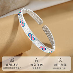 Winy 足银珐琅绮梦手镯 银色低温珐琅国风设计 正品带国检证书送礼佳选