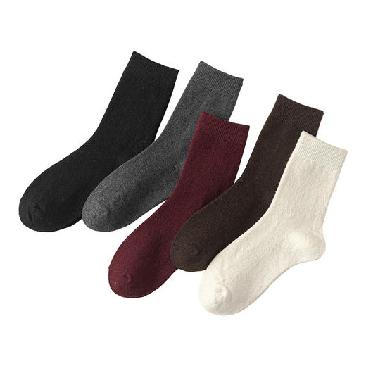【YW】无忧购 5条装羊毛袜女秋冬加厚保暖简约休闲百搭羊绒中筒袜（截单后3-5天发货） 商品图4