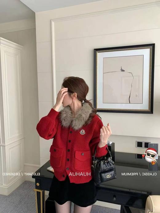 F011392秋冬毛领刺绣拉链软糯亲肤针织毛衣外套女 商品图4