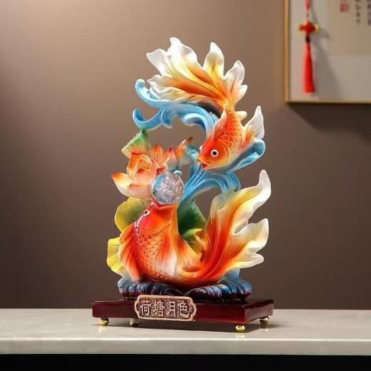 【锦鲤送福吉庆有余❗️雅致家居点亮生活】荷塘月色年年有余鱼摆件客厅电视柜家居办公室装饰店铺开业小礼品。jc 商品图2