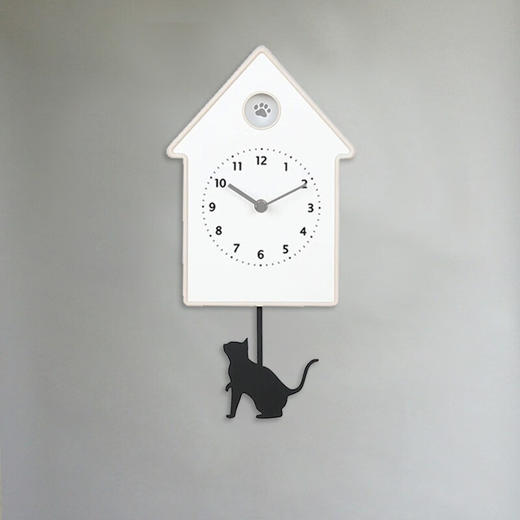 可爱木质装饰品 小木屋摆钟 猫咪 2027SW 商品图0