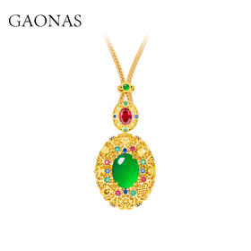 GAONAS  法式中国风贵气老钱金色项链11697DG