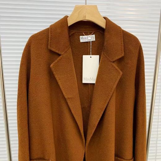 F011394焦糖色水波纹三十而已顾佳同款纯羊绒双面呢大衣女中长款外套 商品图11